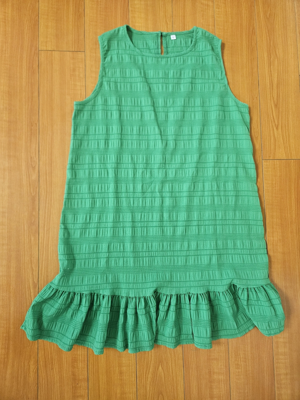 Source Unknown Green Sleeveless Ruffle-Hem Dress